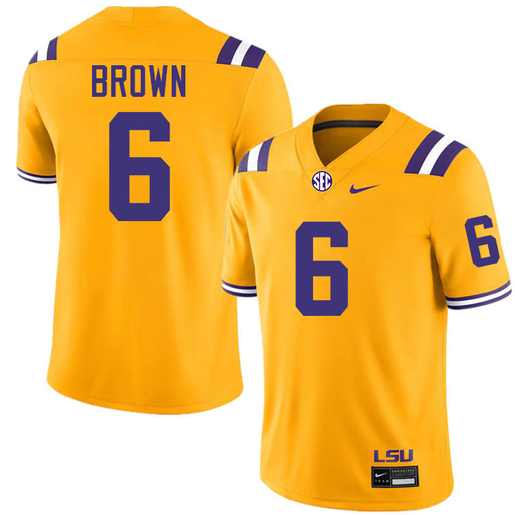 #6 Barion Brown LSU Tigers Jersey,Louisiana State University Tigers Football Jersey-Gold